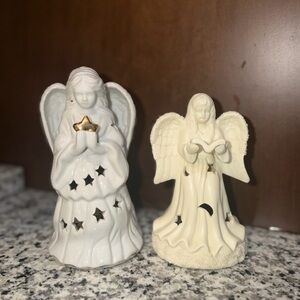 Ceramic‎ Angel Figurines - White and Cream Tea Light Holders Christmas